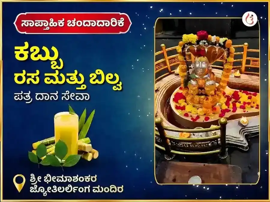 ಸೋಮವಾರ ವಿಶೇಷ ಭೀಮಾಶಂಕರ ಜ್ಯೋತಿರ್ಲಿಂಗ ಸಾಪ್ತಾಹಿಕ ಕಬ್ಬಿನ ರಸ ಮತ್ತು ಬಿಲ್ವಪತ್ರೆ ದಾನ ಸೇವೆ puja image 1