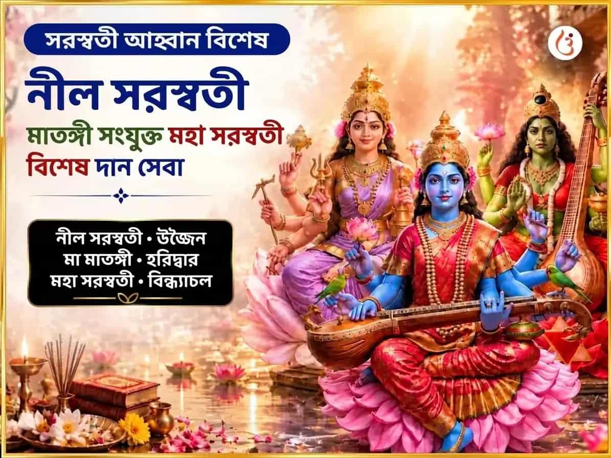 সরস্বতী আবাহন বিশেষ নীল সরস্বতী মাতঙ্গী সংযুক্ত মহাসরস্বতী বিশেষ দান সেবা puja image 1