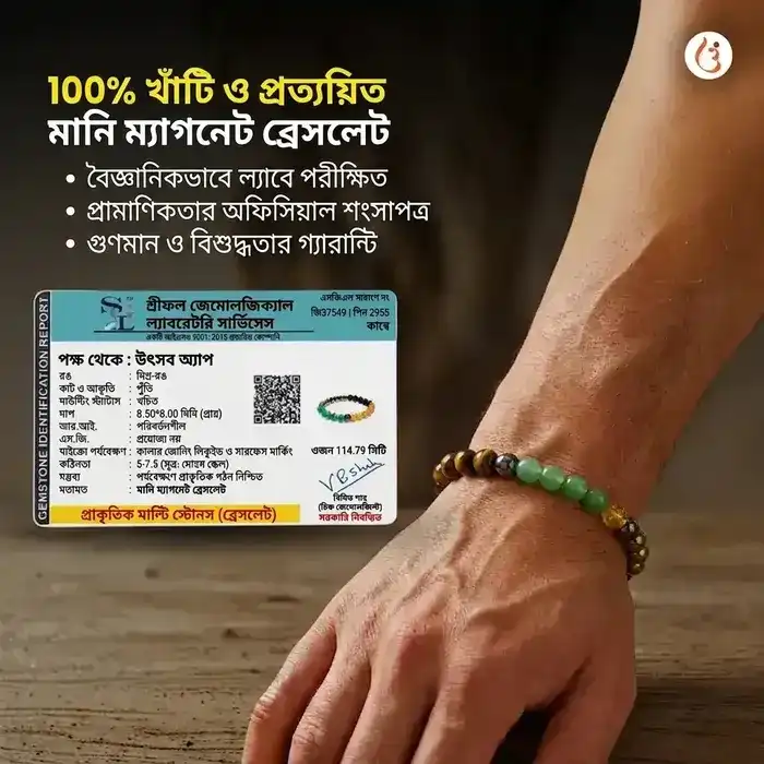শক্তিপ্রাপ্ত মানি ম্যাগনেট ব্রেসলেট (টাইগার আই + পাইরাইট + গ্রিন অ্যাভেনচুরিন + সিট্রিন বিডস) - image 11